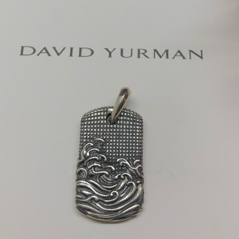 David Yurman Sterling Silver 925 wave tag 25mm